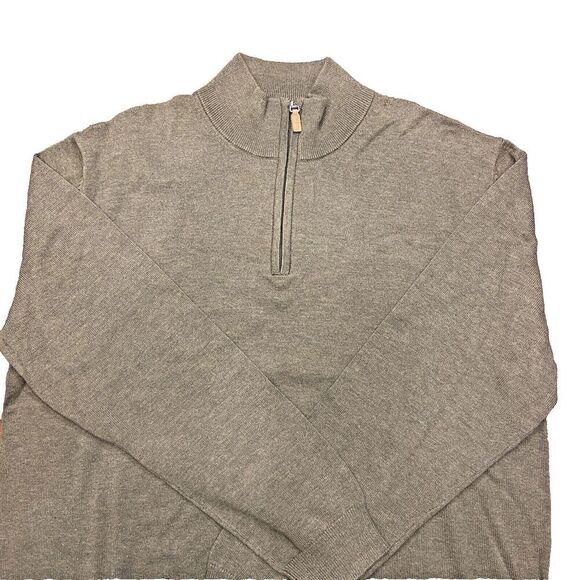 Roundtree & Yorke Mens Sweater 1/4 Zip Mock Neck Sage Green Knit Pullover Size L - Picture 5 of 8